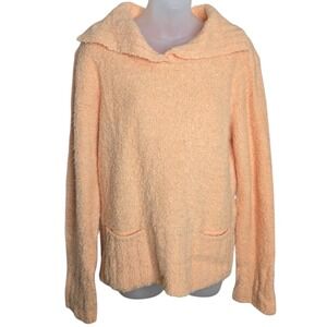 Talbots Womens Sweater L Peach Boucle‎ Pullover Front Pockets Cozy Knit